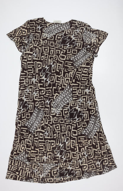 Ann Harvey Women's Brown Geometric Dress - Size 20