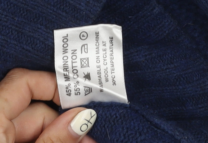 Peter Gribby Men's Blue Wool Cotton Jumper M