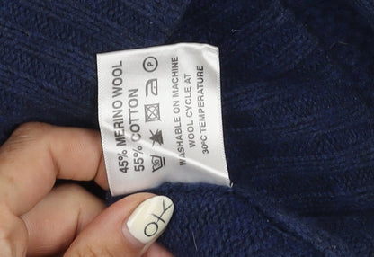 Peter Gribby Men's Blue Wool Cotton Jumper M