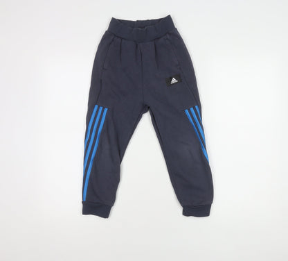 Adidas Boys Blue Joggers 7-8Y, Sports Style