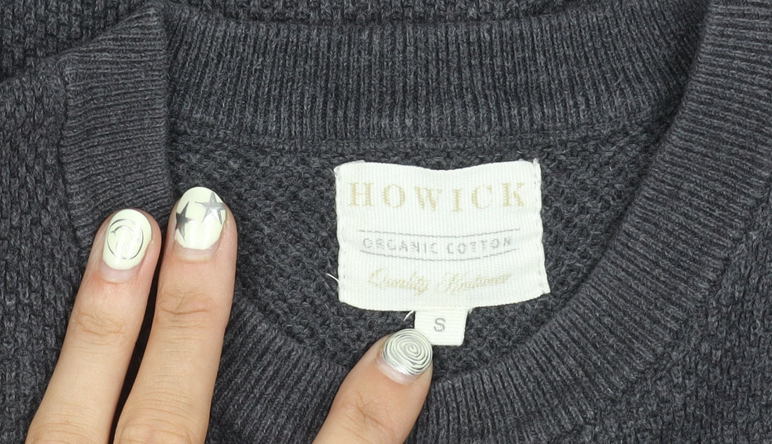 Howick Men's Grey Cotton S Pullover Jumper