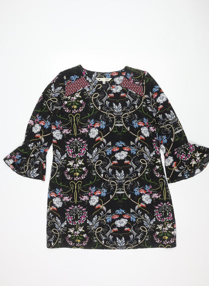 Yumi Women's Black Floral Long Sleeve Dress, Size 14