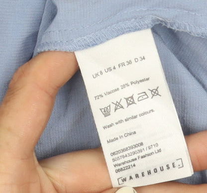 Womens UK Size 6 Warehouse Blue Basic Blouse