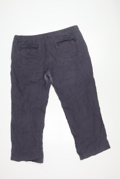 Fat Face Women's Blue Linen Trousers Size 18