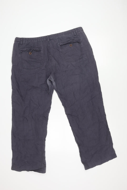 Fat Face Women's Blue Linen Trousers Size 18