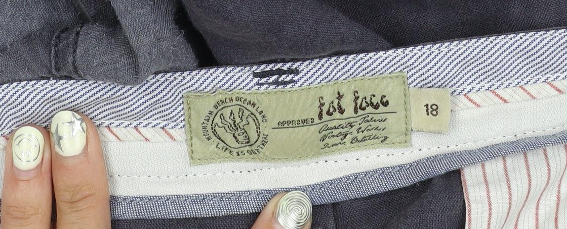 Fat Face Women's Blue Linen Trousers Size 18