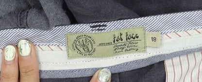 Fat Face Women's Blue Linen Trousers Size 18