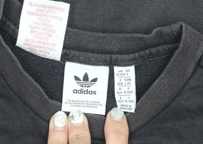 Adidas Boys Black Logo Pullover Sweatshirt 13-14 Years