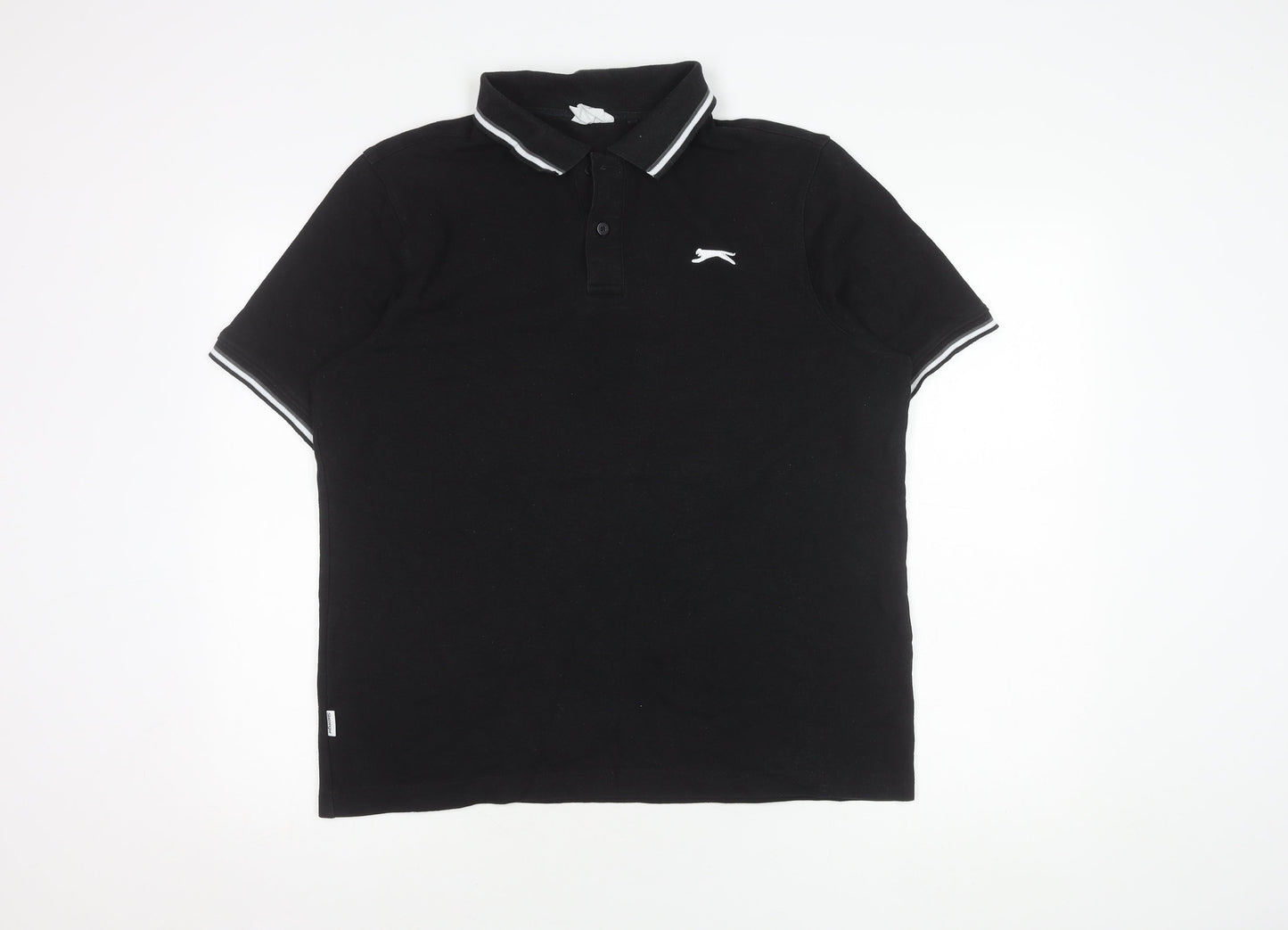 Slazenger Men's Black Polo Shirt L Solid Classic