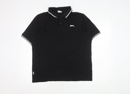 Slazenger Men's Black Polo Shirt L Solid Classic