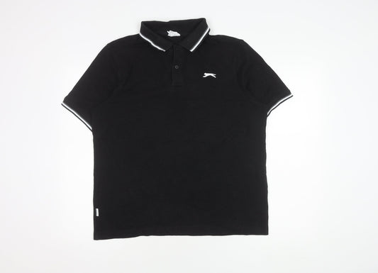 Slazenger Men's Black Polo Shirt L Solid Classic