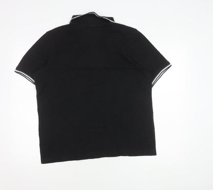 Slazenger Men's Black Polo Shirt L Solid Classic