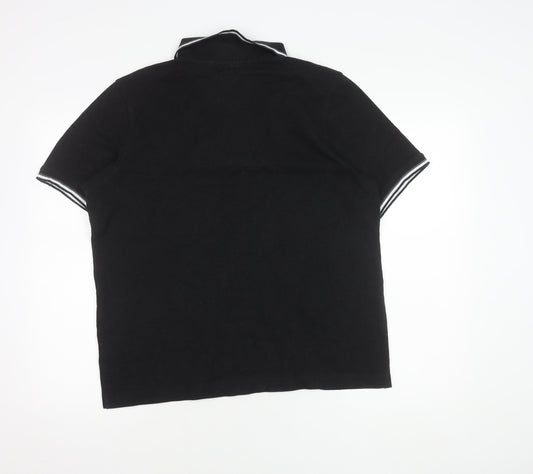 Slazenger Men's Black Polo Shirt L Solid Classic