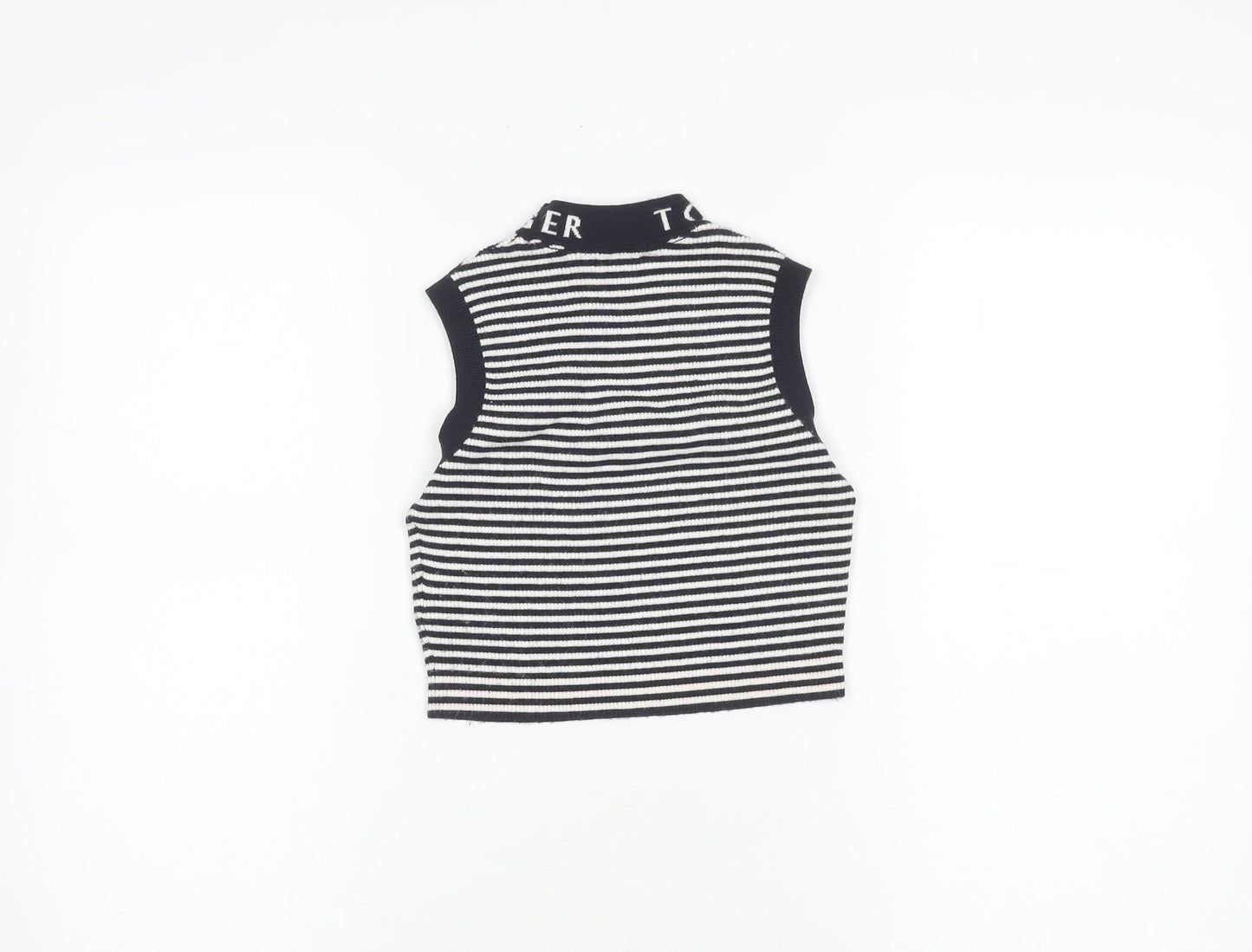 Tommy Hilfiger Girls Black Striped Vest Jumper Size 6 Years
