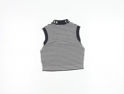 Tommy Hilfiger Girls Black Striped Vest Jumper Size 6 Years