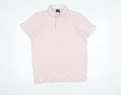 Jack & Jones Men's Pink XL Polo Shirt - Cotton Casual Wear