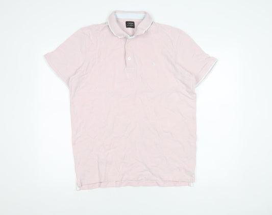 Jack & Jones Men's Pink XL Polo Shirt - Cotton Casual Wear
