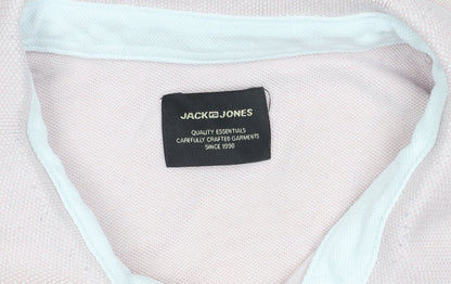 Jack & Jones Men's Pink XL Polo Shirt - Cotton Casual Wear