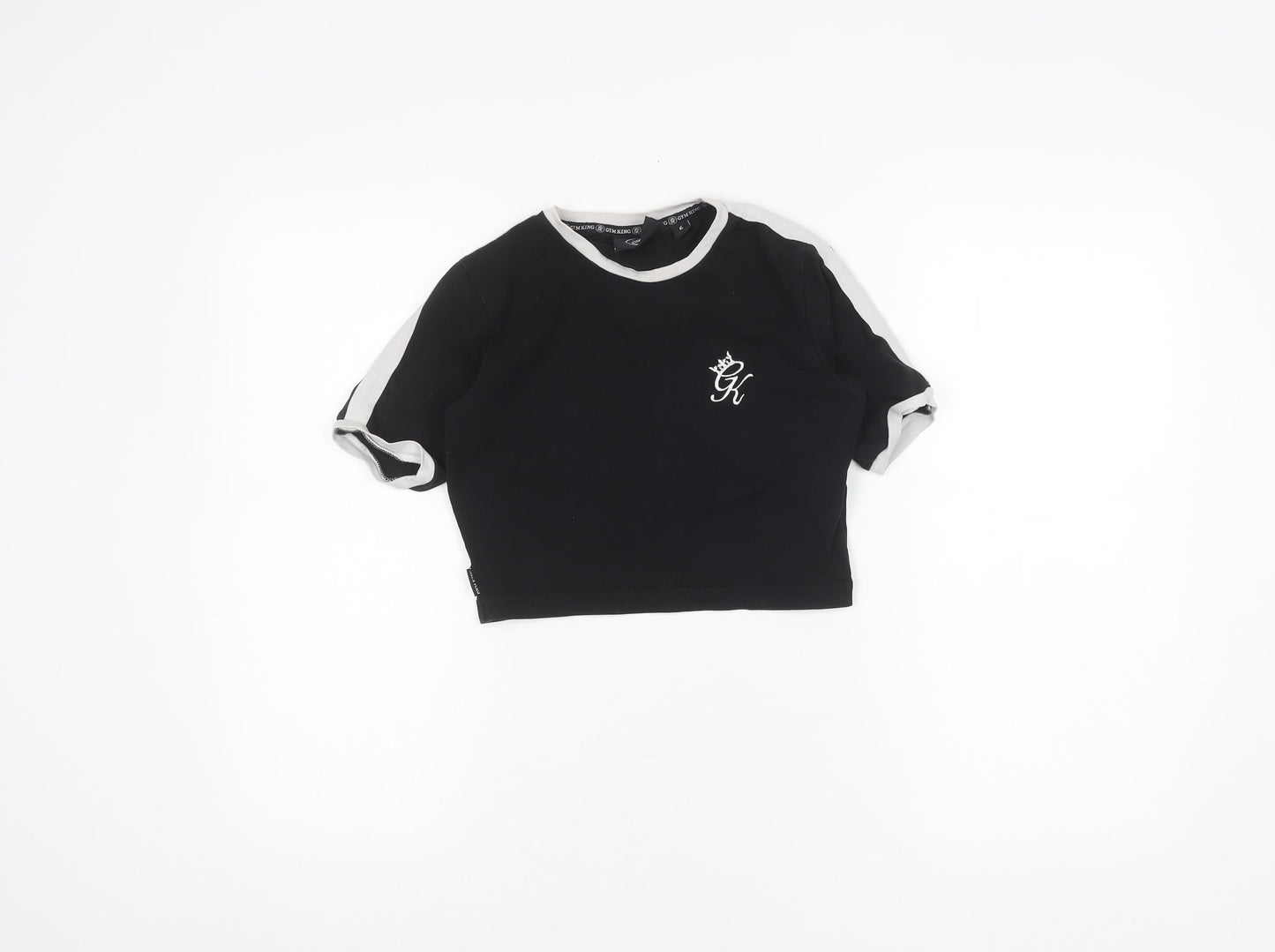 Gym King Women's Black Cropped T-Shirt Size 6