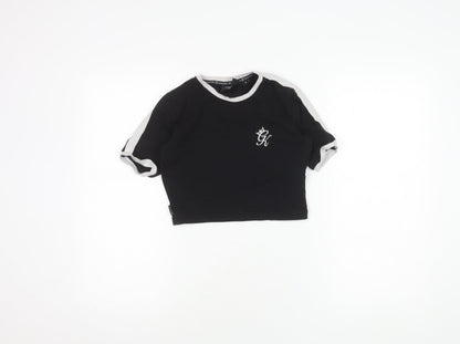 Gym King Women's Black Cropped T-Shirt Size 6
