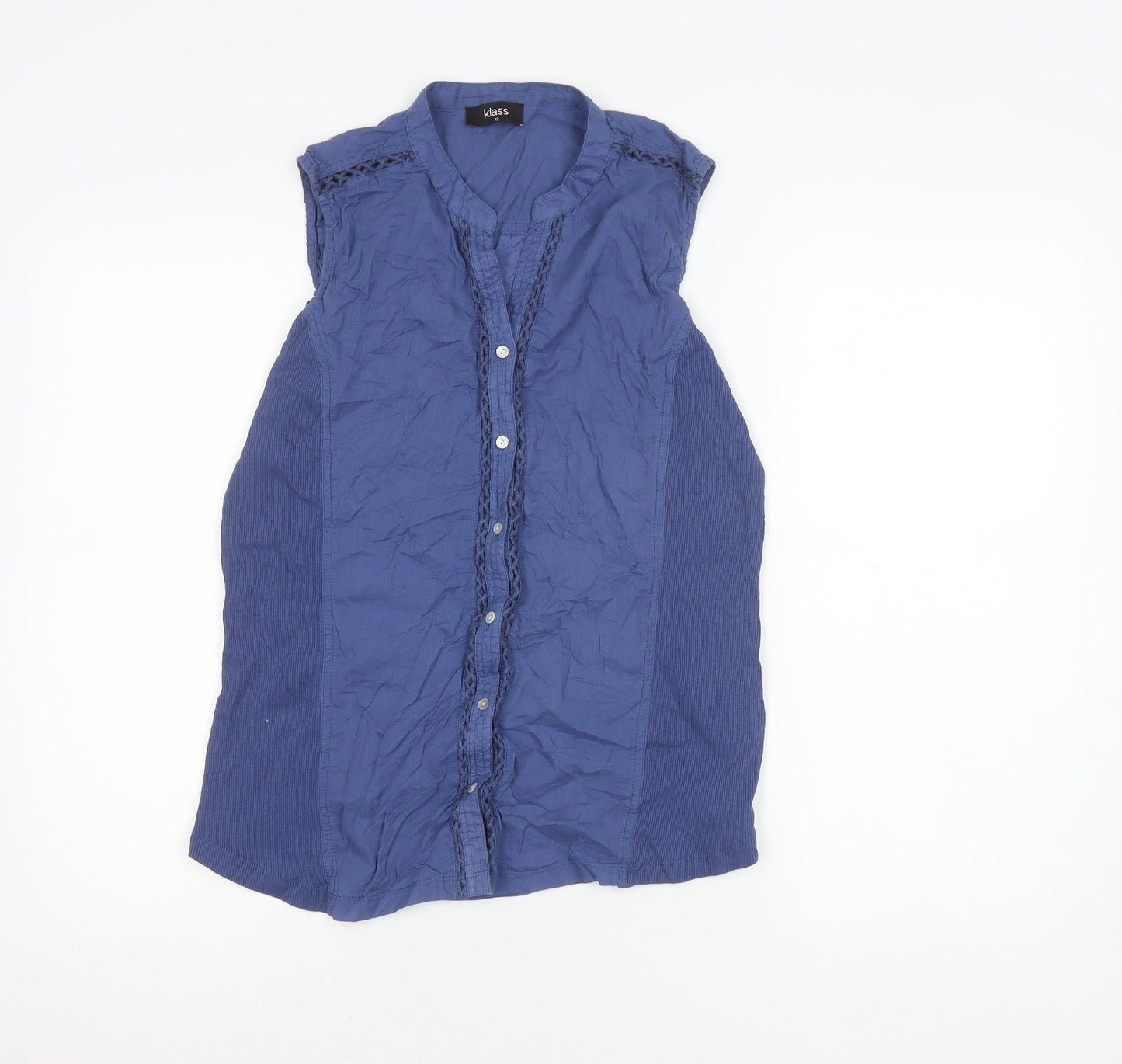 Womens UK Size 12 Klass Blue Basic Blouse