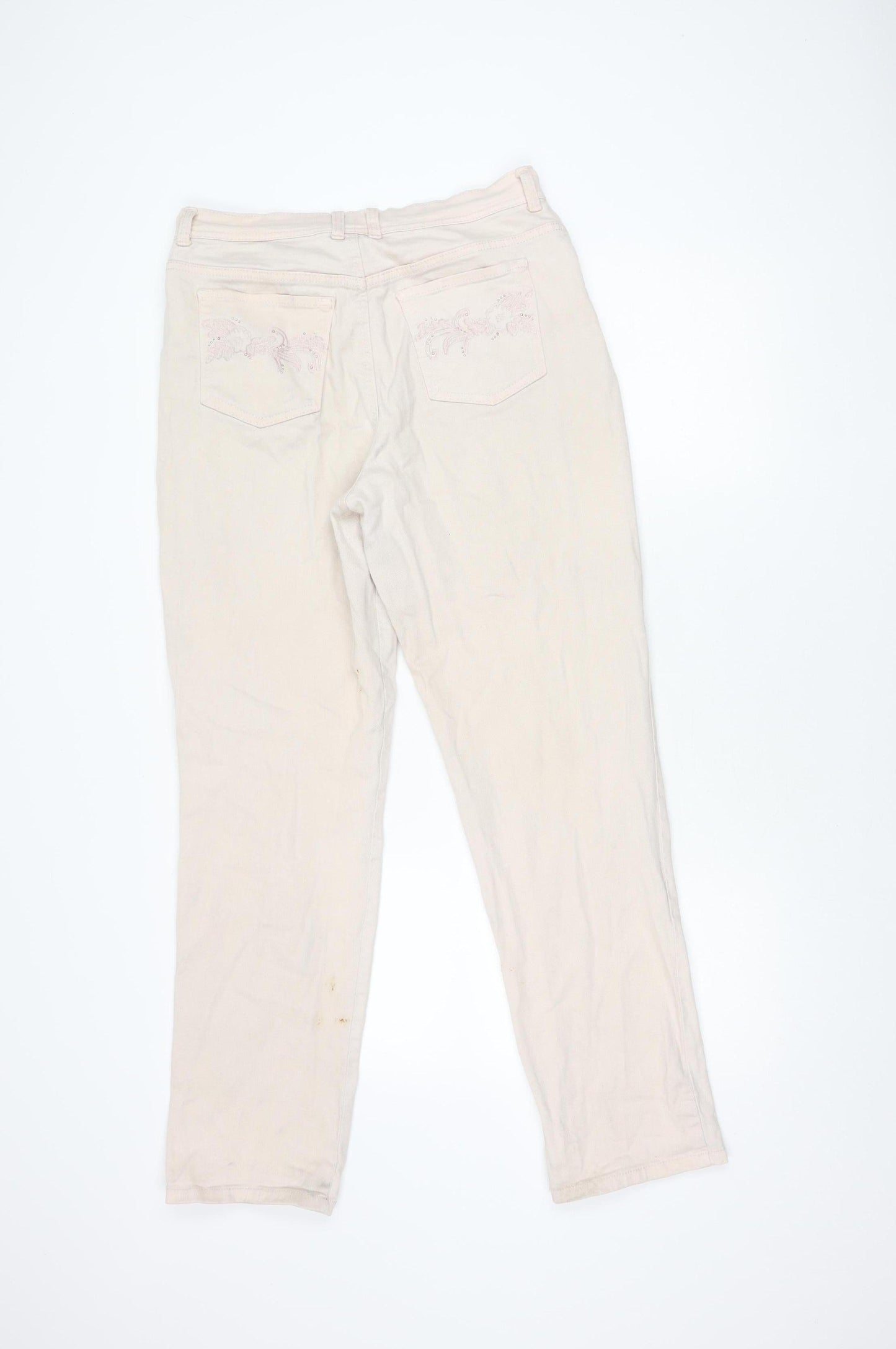 Womens UK Size 12 Gloria Vanderbilt  Straight Ivory Jeans