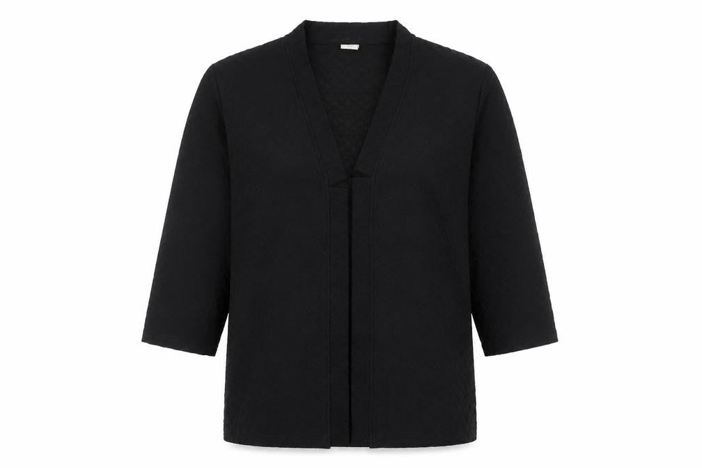 Womens UK Size 12 Cotton Traders Black Kimono Blouse