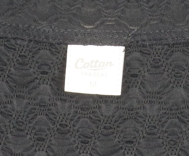 Womens UK Size 12 Cotton Traders Black Kimono Blouse