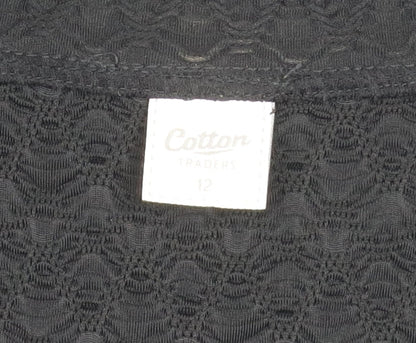 Womens UK Size 12 Cotton Traders Black Kimono Blouse