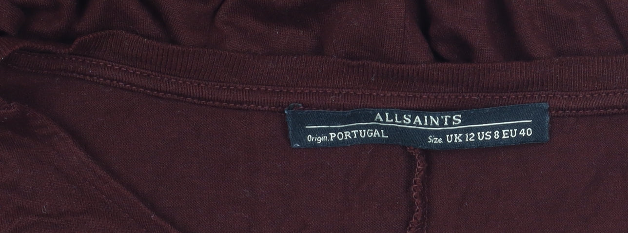 AllSaints Women's Brown Viscose T-Shirt Size 12