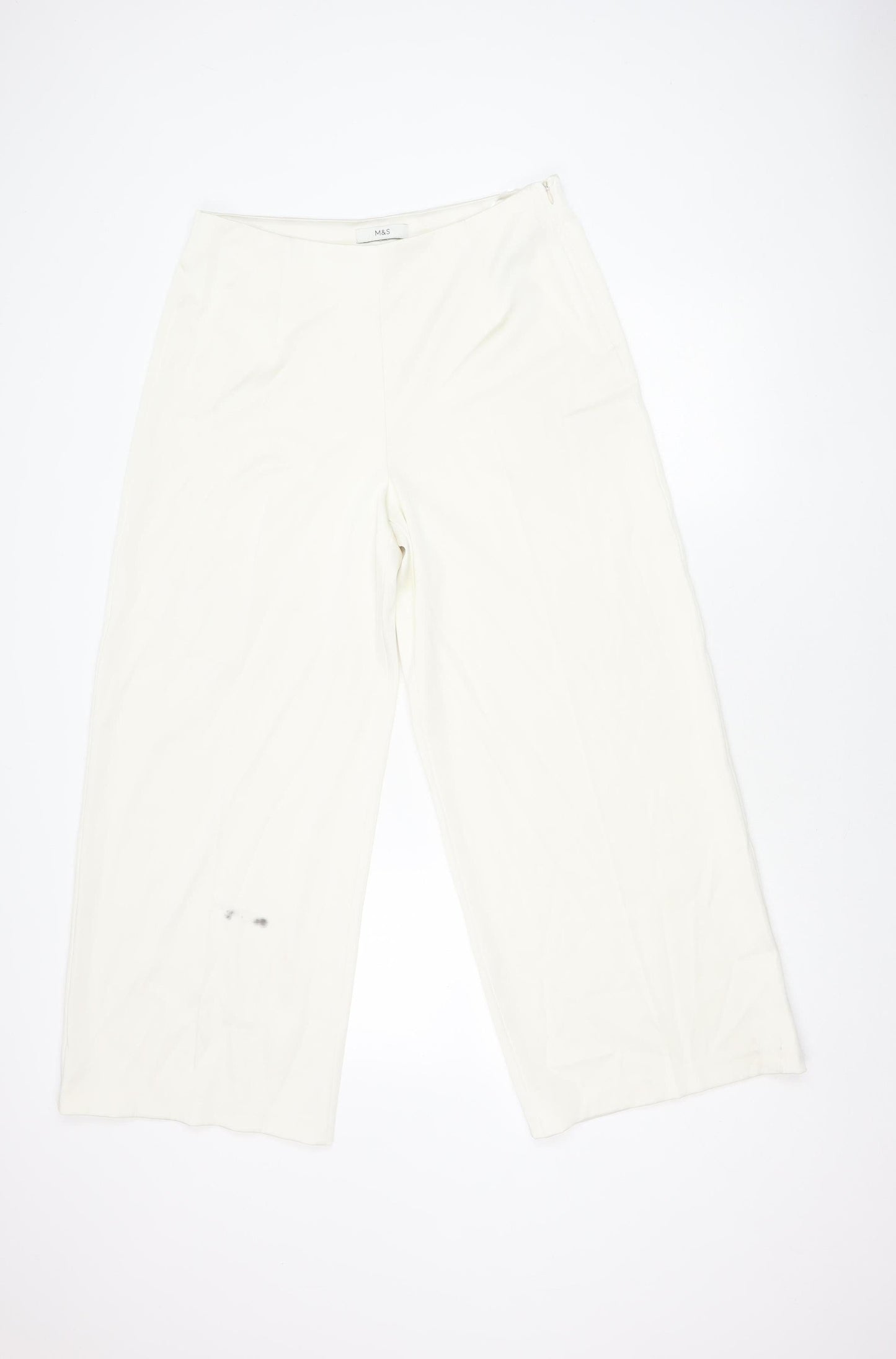Womens UK Size 14 Marks and Spencer Regular Fit  Ivory Trousers
