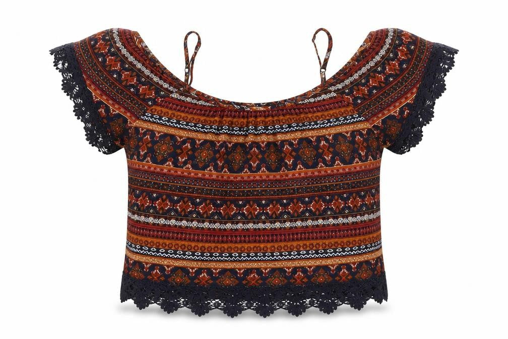 Womens UK Size L FOREVER 21 Multicoloured Cropped Blouse