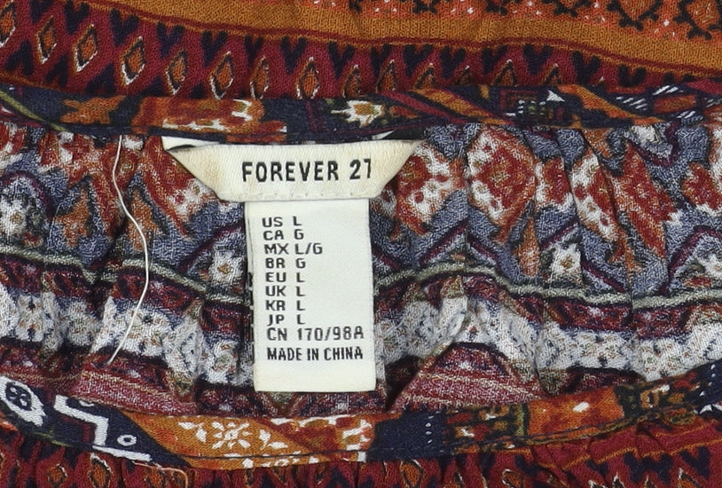 Womens UK Size L FOREVER 21 Multicoloured Cropped Blouse