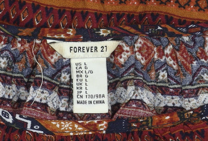 Womens UK Size L FOREVER 21 Multicoloured Cropped Blouse