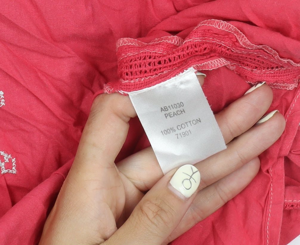 Cotton Traders Women's Pink Embroidered Blouse Size 18