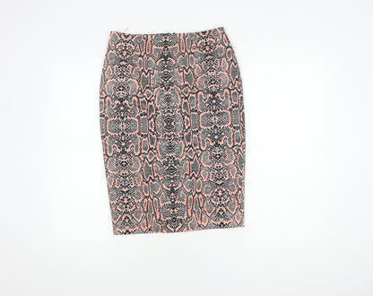 Marks and Spencer Women's Orange Animal Print Pencil Skirt, Size 8