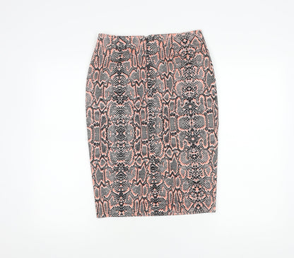 Marks and Spencer Women's Orange Animal Print Pencil Skirt, Size 8