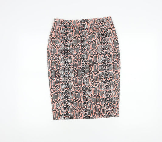 Marks and Spencer Women's Orange Animal Print Pencil Skirt, Size 8