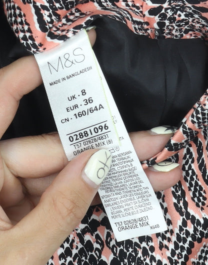 Marks and Spencer Women's Orange Animal Print Pencil Skirt, Size 8