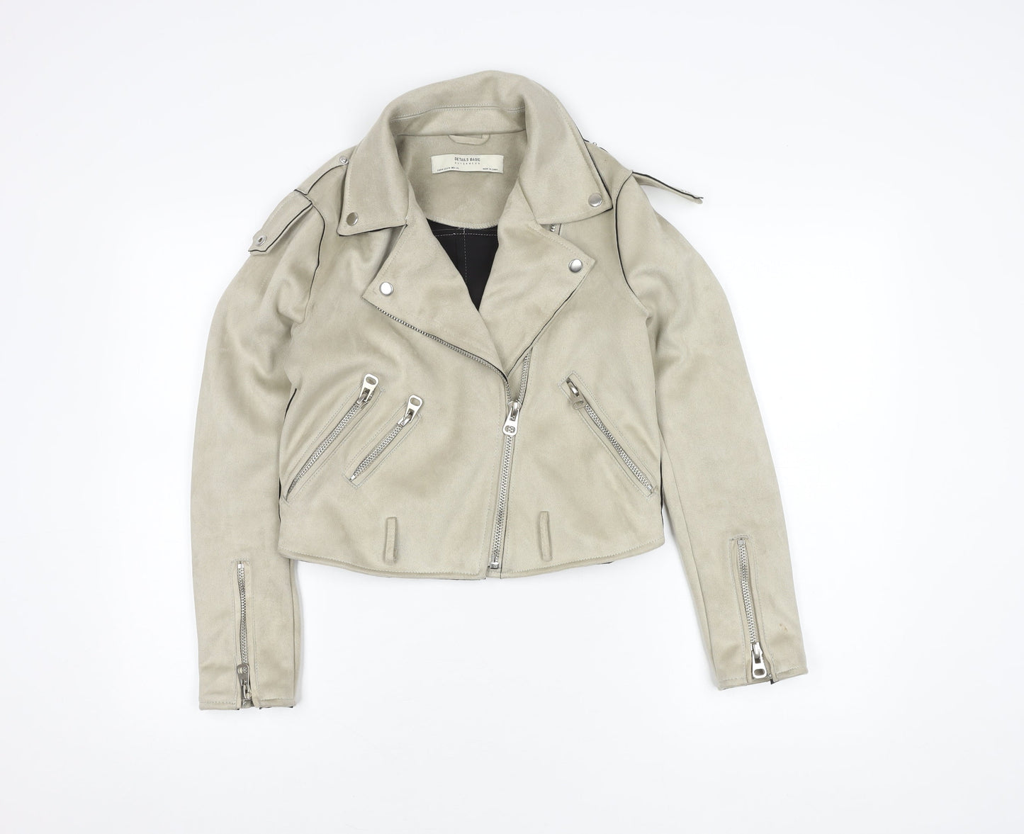 Details Basic Women's Grey Biker Jacket Size R