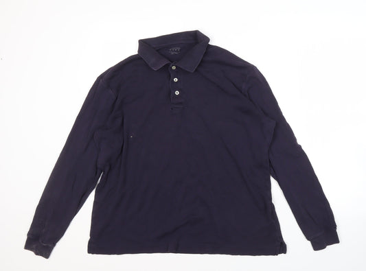 Lands' End Men's XL Long Sleeve Blue Polo