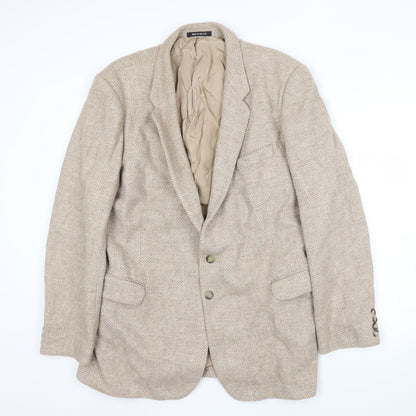St Michael Men's Beige Wool Blazer Jacket 46 Long