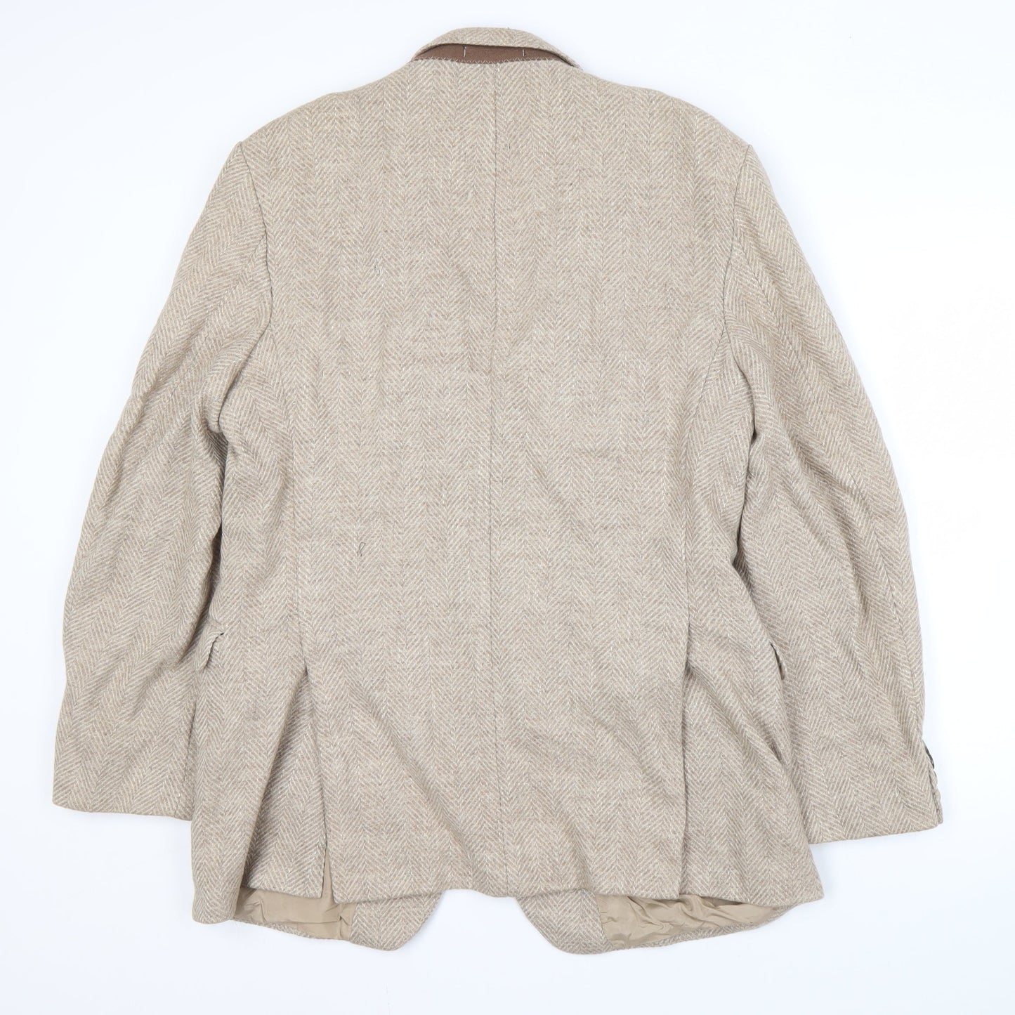 St Michael Men's Beige Wool Blazer Jacket 46 Long