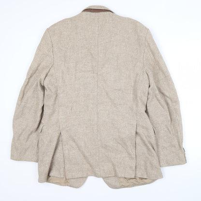 St Michael Men's Beige Wool Blazer Jacket 46 Long