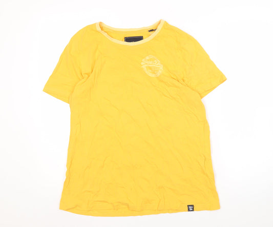 SuperDry Men's Yellow L Cotton Logo T-Shirt
