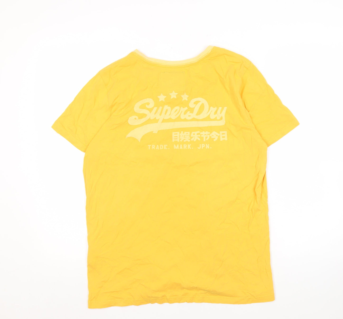 SuperDry Men's Yellow L Cotton Logo T-Shirt