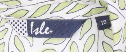 Isle Women's Green Floral Blouse - Size 10