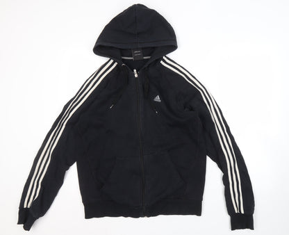 Unisex Adults UK Size M adidas Black Full Zip Hoodie