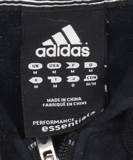 Unisex Adults UK Size M adidas Black Full Zip Hoodie