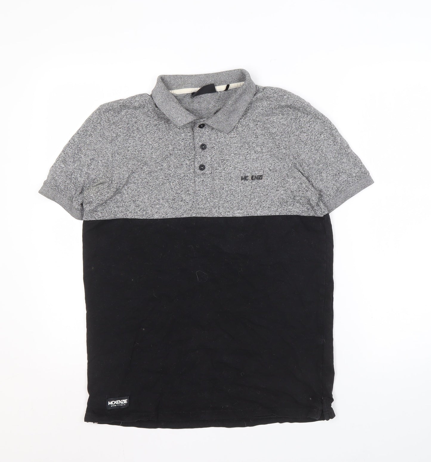 McKenzie Men's Grey Black Polo Shirt S Short Sleeve